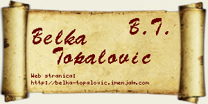 Belka Topalović vizit kartica